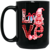 Love Gnome, Pink Leopard, Cute Love, Cute Valentine Black Mug