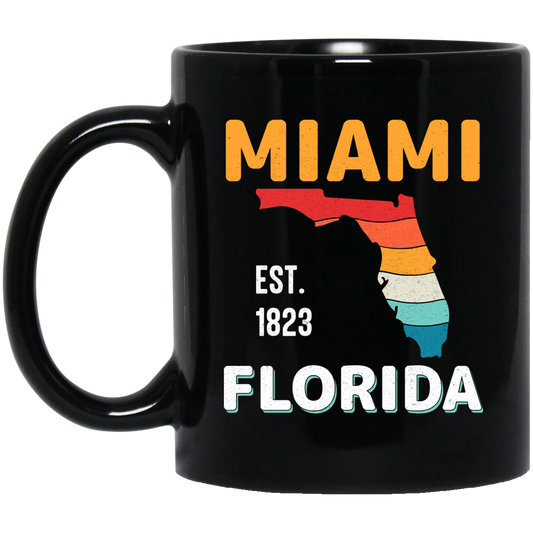Miami Florida, Miami City, Florida Design, Retro Florida Black Mug