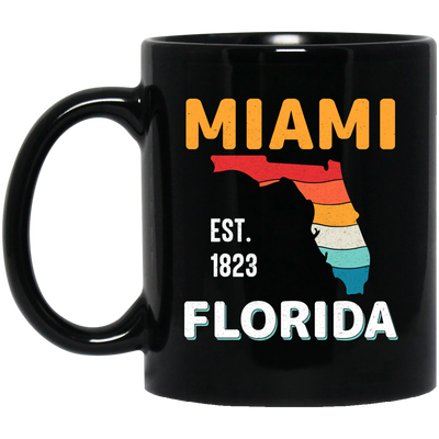 Miami Florida, Miami City, Florida Design, Retro Florida Black Mug