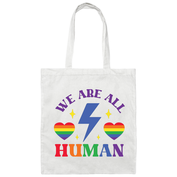 We Are All Human, LGBT Flash, LGBTQ+ Pride, Pride's Day Canvas Tote Bag