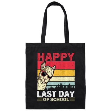 Alpaca Llama Vintage, Happy Last Day Of School Canvas Tote Bag
