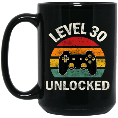 Level 30 Unlocked, Love 30th Birthday, Best Of 30th, Retro Playing Love Gift Black Mug