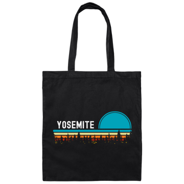 Yosemite Vintage Retro Sunset Forest Outdoors Wild Canvas Tote Bag