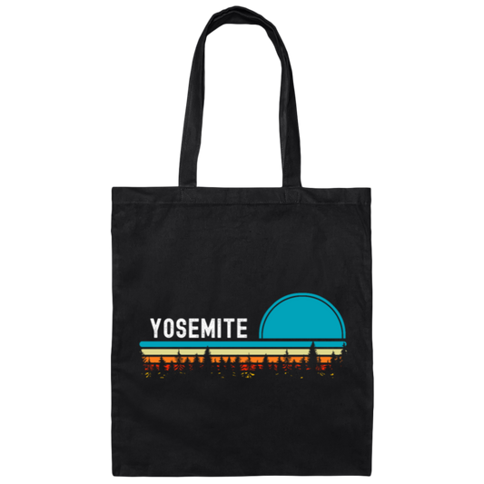 Yosemite Vintage Retro Sunset Forest Outdoors Wild Canvas Tote Bag