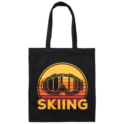 Skiing Vintage, Retro Skiers Love Skiing On The Ski Slope Canvas Tote Bag