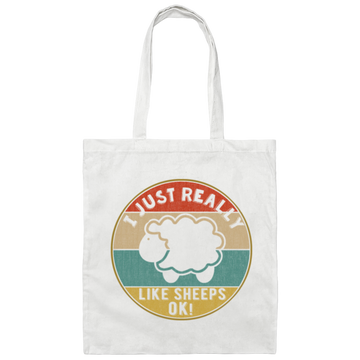 I Just Really Like Sheeps, Ok, Gift For Lamb Lover, Sheeps Love Gift, Retro Sheep Canvas Tote Bag