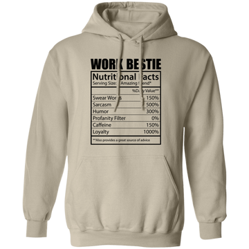 Work Bestie, Nutritional Facts, Bestie Nutrition, Love Work-black Pullover Hoodie
