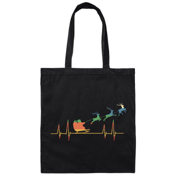Retro Heartbeat Santa With Deers Canvas Tote Bag
