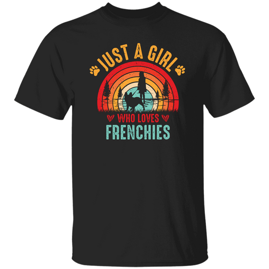 Just A Girl Who Loves Frenchies, Retro French Bulldog Unisex T-Shirt