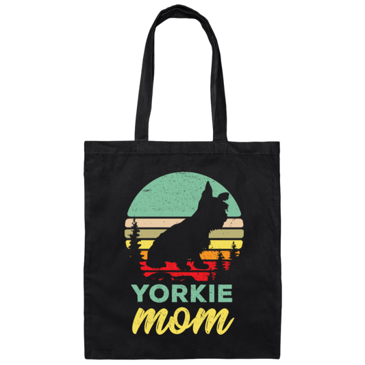 Retro Yorkie Mom Gift, Yorkie Lover Gifts Canvas Tote Bag