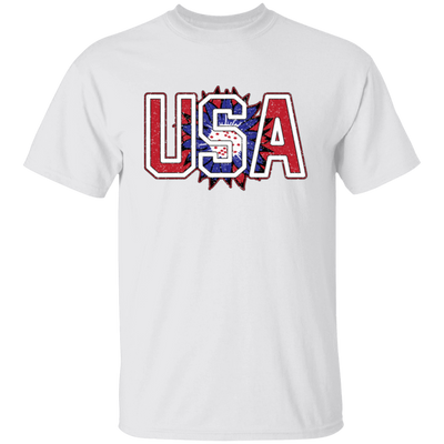 USA Flag, American Sunflower, Retro American Flower Unisex T-Shirt