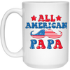 Papa, Father's Day, American Papa, Beard American Dad White Mug