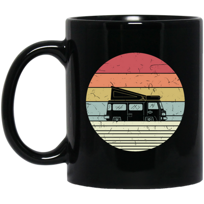 Camp Bus, Camping Bus, Retro Bus Go To Camp, Cool Bus For Family Campers Black Mug