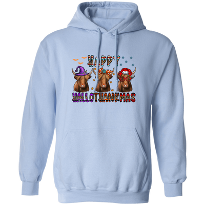 Happy Halloween Happy Thanks Giving Merry Christmas 3 Buffallo Pullover Hoodie