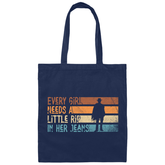 Girl Gift, Love My Girl Retro, Every Girl Need A Little Rip In Her Jeans, Retro Girl Gift Canvas Tote Bag