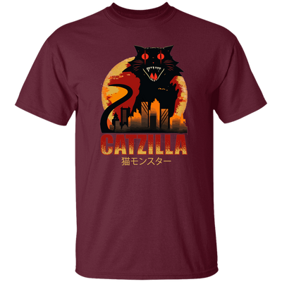 Catzilla In Tokyo City, Horror Cat, Black Cat, Angry Cat Unisex T-Shirt