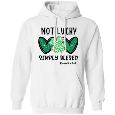 Not Lucky, Simply Blessed, St. Patrick, Saint Patrick, Glitter Green Heart Pullover Hoodie