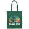 Vinyl Snail, Slow Jam Vinyl, Record Album Music Lover, Love Snail, Retro Vinyl Canvas Tote Bag