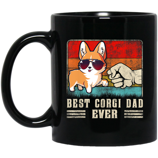 Retro Corgi, Best Corgi Dad Ever, Best Dog Dad Ever, Love Dad Black Mug