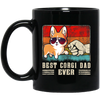 Retro Corgi, Best Corgi Dad Ever, Best Dog Dad Ever, Love Dad Black Mug