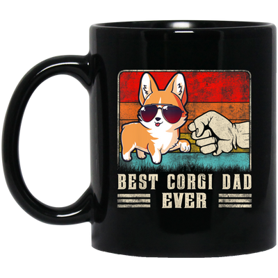 Retro Corgi, Best Corgi Dad Ever, Best Dog Dad Ever, Love Dad Black Mug