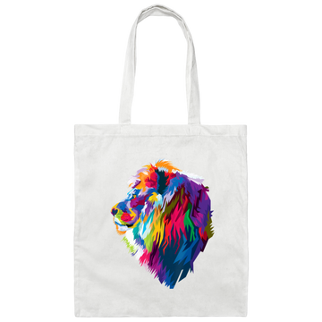 Cute Geometric Lion, Colorful Lion, Fashion Pop Art Style Gift Canvas Tote Bag