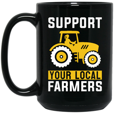 Support Your Local Farmers, Trucktor Retro, Retro Farming Black Mug