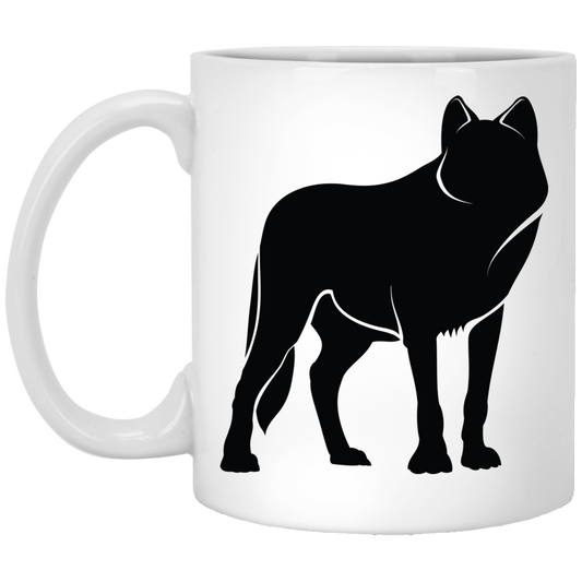 Fox Silhouette, Show Fox, Fox In Abstract, Animal Silhouette Black White Mug