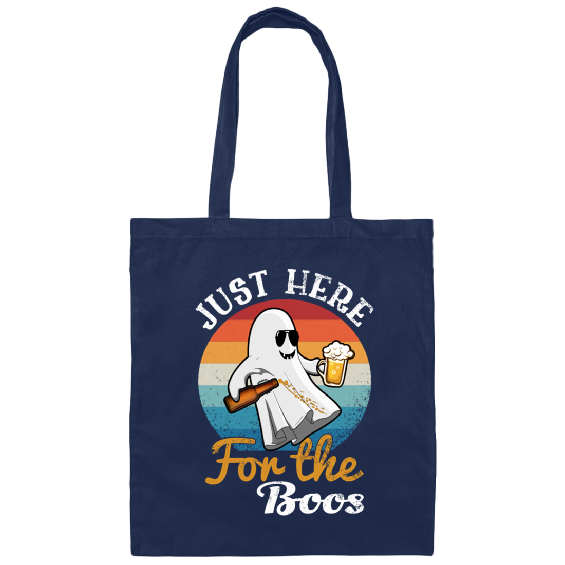 Just Here For The Boos, Halloween Ghost Canvas Tote Bag