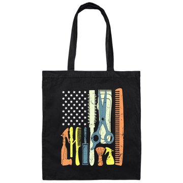 Patriotic Hair Stylist, Haircutter Gift, Barber Day USA, American Barber Canvas Tote Bag