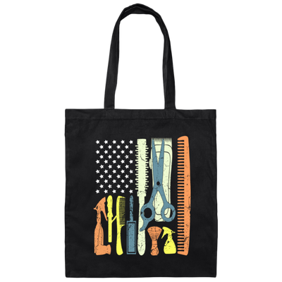 Patriotic Hair Stylist, Haircutter Gift, Barber Day USA, American Barber Canvas Tote Bag