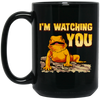 Bearded Dragons, I Am Watching You, Gold Frog, Frog Watching You Black Mug