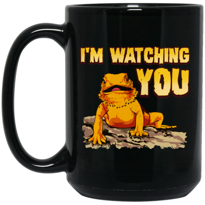 Bearded Dragons, I Am Watching You, Gold Frog, Frog Watching You Black Mug