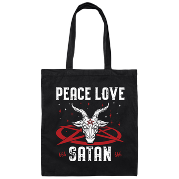 Peace Love Satan, Best Satan Gift, My Gift For Satan, Satan Lover Gift Canvas Tote Bag