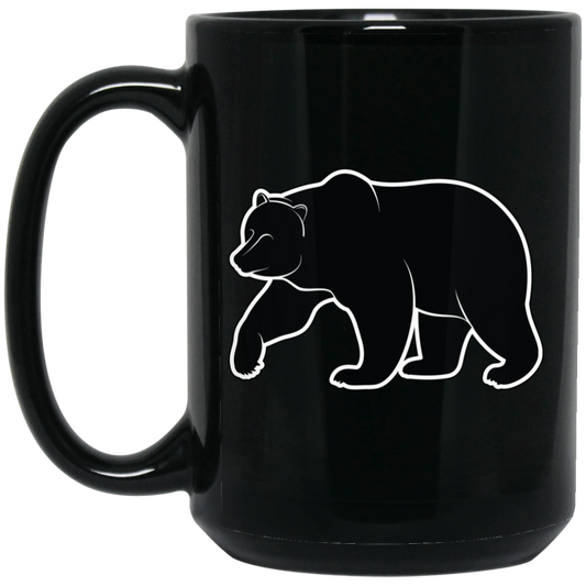 Bear Silhouette, Friendly Bear, Animal Silhouette Black Mug