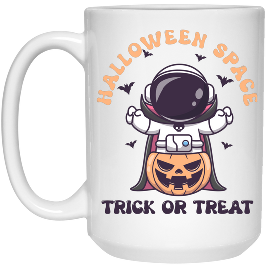 Halloween Space, Trick Or Treat, Horror Astronaut White Mug