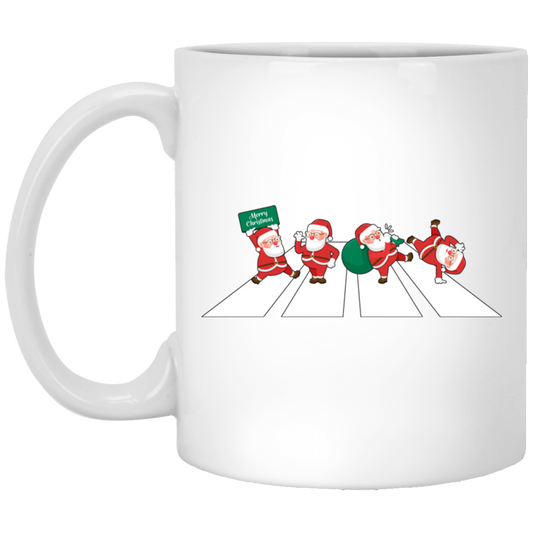 Santa Cross The Road, Santa Xmas, Cross On A Street White Mug