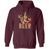 Bear And Deer, Big Roaring Vintage, Retro Wild Animal, Beer Mix Deer Pullover Hoodie