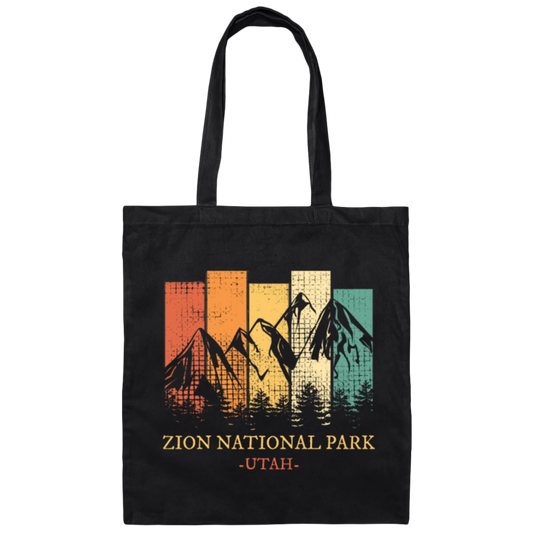 Retro Zion Park, National Park Lover, Best Zion Ever, Zion Mountain Gift Canvas Tote Bag