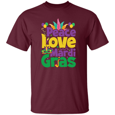 Peace Love Mardi Gras, Mardi Gras Holiday, Three Kings Day Unisex T-Shirt