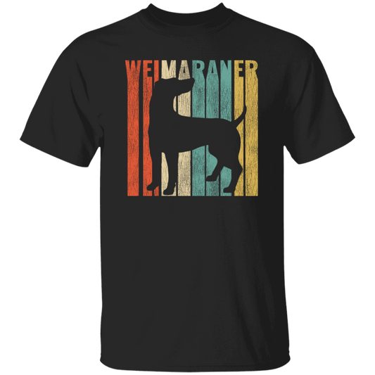Featuring A Vintage Style, Weimaraner Retro 1970's, Dog Silhouette Cracked Unisex T-Shirt