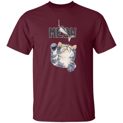 Cute Meow, Cute Stupid Cat, Cat Catch Fishing Rod Unisex T-Shirt