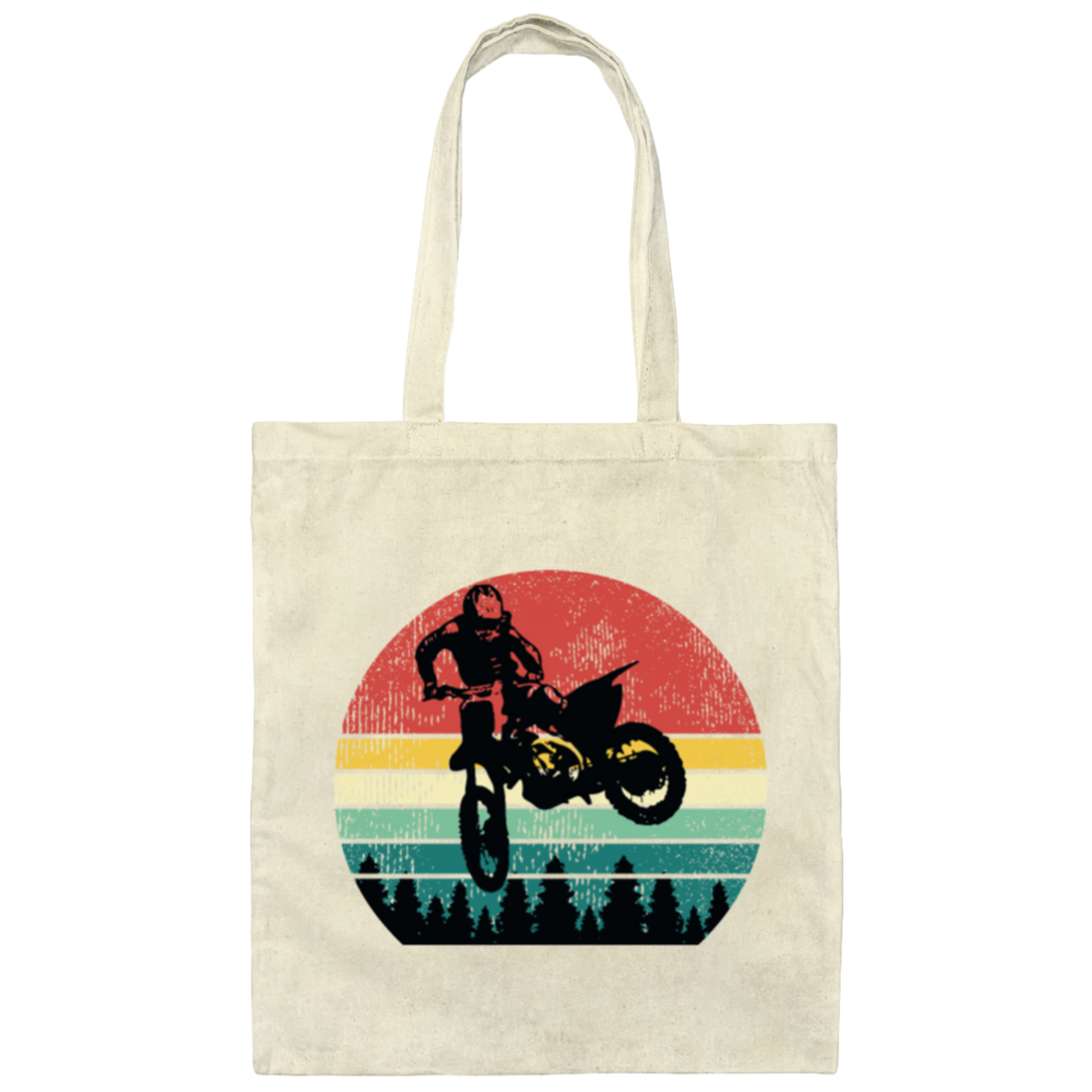Vintage Motorcross Dirt Bike Gift Idea, Freestyle Canvas Tote Bag