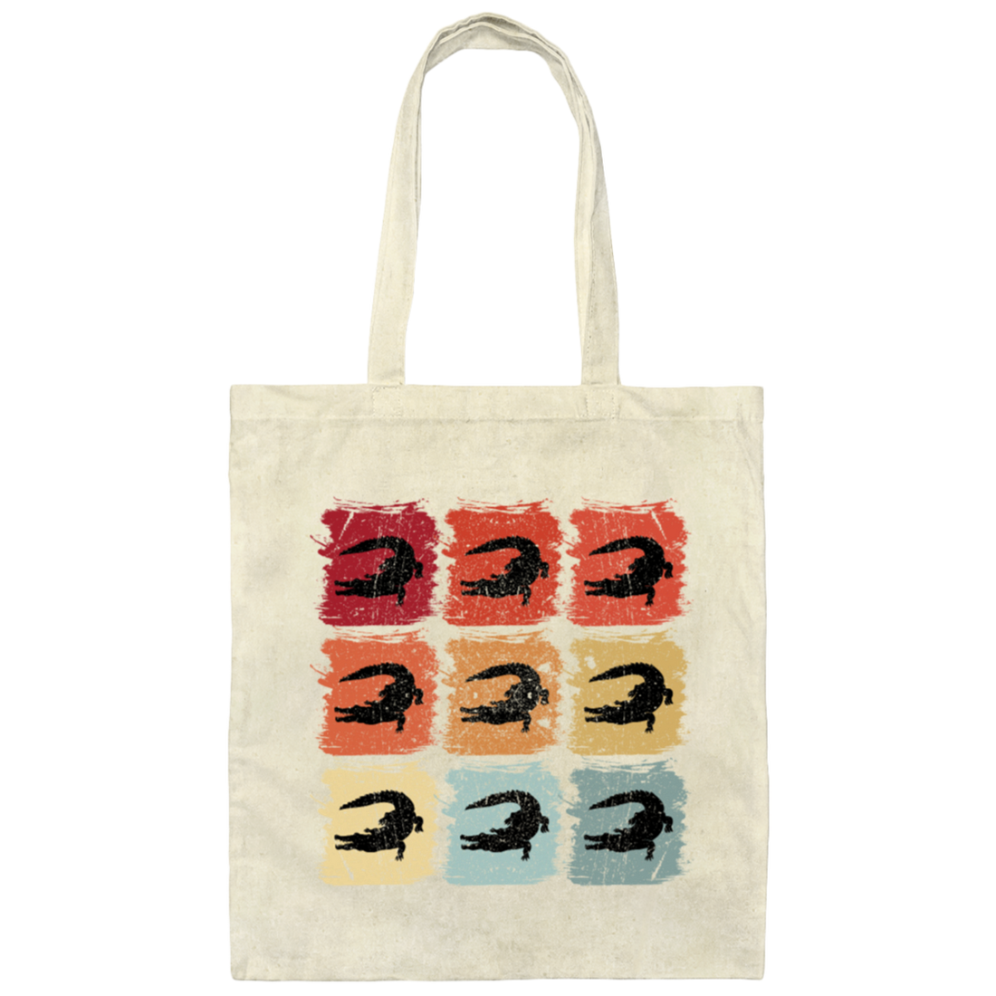 Retro Pop Art Alligator Crocodile, Vintage Alligator Canvas Tote Bag