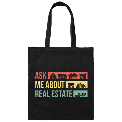 Ask Me About Real Estate, Retro Real Estate, House Silhouette Canvas Tote Bag