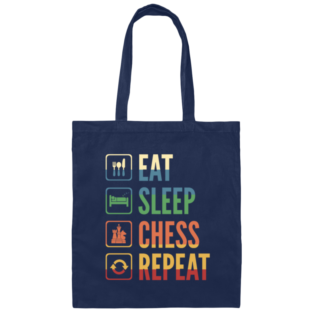 Retro Eat Sleep Chess Repeat Gift Canvas Tote Bag