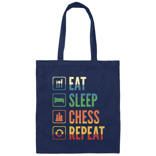 Retro Eat Sleep Chess Repeat Gift Canvas Tote Bag