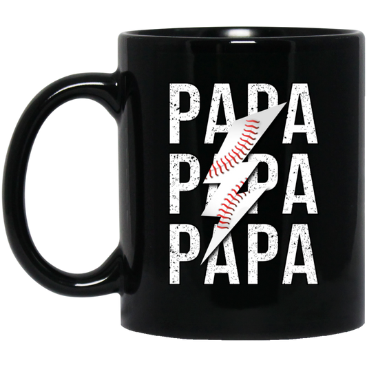 Papa Gift, Baseball Lover Gift, Love Baseball Gift, Papa Baseball Gift Black Mug