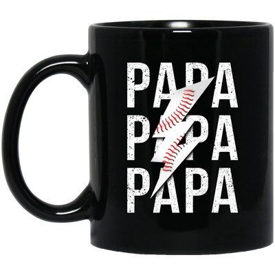 Papa Gift, Baseball Lover Gift, Love Baseball Gift, Papa Baseball Gift Black Mug