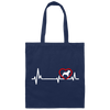 French Dog, Bull Dog Heartbeat, Dog In My Heart, Retro Heartbeat Canvas Tote Bag